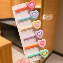 6pcs Cute Dopamine Color Hair Clips For Girls, Suitable For Girls - Multicolor - View 2
