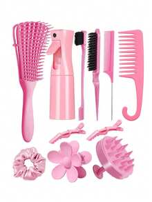 Bộ dụng cụ tạo kiểu tóc 14 món - Phụ kiện tóc, lược, kẹp tóc, bình xịt liên tục, lược chải phồng, lược răng thưa, lược duỗi tóc, bình xịt. - Nhiều màu - Xem 9