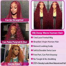 30 Inch Burgundy 99j Deep Wave Frontal Wig Colored Curly Human Hair Wigs 200 250 Density 13x4 Hd Lace Frontal Human Hair Wigs - 13x4 Lace Wig - View 6