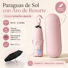 20cm Compact Mini Umbrella With Black Anti-UV Coating, Lightweight And Portable For Handbags - Pink - View 2