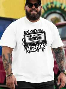 Raised In The Old School Hip Hop 2025 Summer Outdoor Sports And Casual Short Sleeve T-Shirt For Latest Fashion Men's Oversized Printed T-Shirt Loose Base Shirt Versatile Crew Neck Top Breathable And Comfortable, PLUS SIZE - 白色 - 查看 2