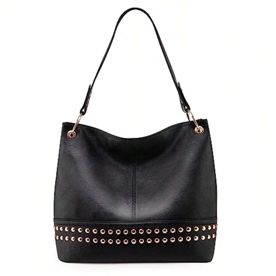 Hobo Bag For Ladies Shoulder Handbags With Back Pocket Purses, With Zipper, Purses, With Zipper - D-black - View 1