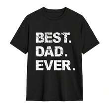 BEST DAD EVER Men's Slim Fit T-Shirt With Large Letter Print And Urban Style. Ideal For Casual Occasions And Family Celebrations. Men's T-Shirt - 黑色 - 查看 3