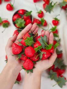 10/30/50pcs Artificial Red Strawberries, Made Of Plastic. Suitable For Home Decor, Holiday Parties, Photography Backgrounds And Tabletop Displays. Perfect For Making Fruit Models And Educational Demonstrations. - Strawberry - View 2