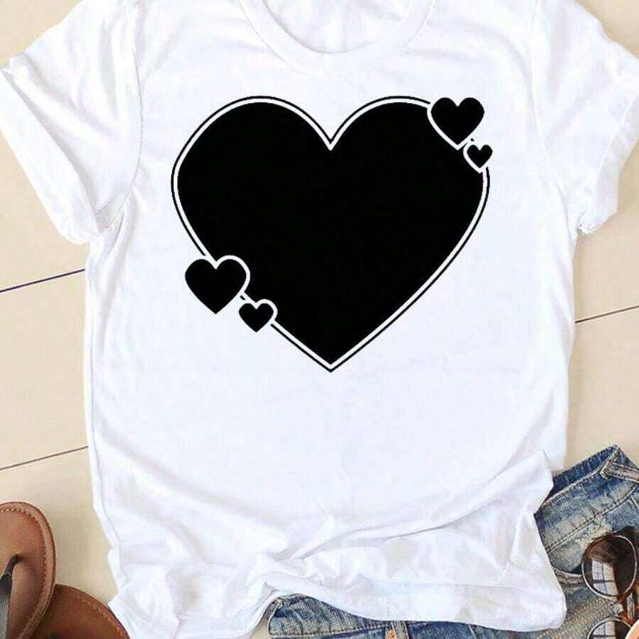 COOL SUMMER Women's Short Sleeve Camisole With Letter And Nail Art Design, Cute And Charming, Fashionable Casual Clothing For Women, Summer Graphic Camisole, Breathable And Comfortable - 白色 15 - 查看 1