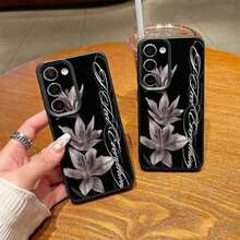 Funda de Celular 2026 Juvenil y Moderna, 1 pieza, Material TPU, Diseño Vintage Artístico de Flor de Lirio, Compatible con 17 Pro/17/16 Pro/15/13/12/11, S20 FE/A15/S24/A55, Note 11/12/13 Pro, Funda Protectora Suave Anti-Caídas de Cobertura Total, Versión Internacional, No la Versión Nacional - Negro 11 - Ver 2