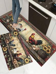 1pc Kitchen Rug, Thickened Anti-Slip Kitchen Mat, Suitable For Sink, Laundry Room, Office And Table - Multicolor - View 3