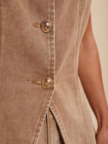 Denim Conjunto de dos piezas de mujer de mezclilla - Albaricoque - Ver 7