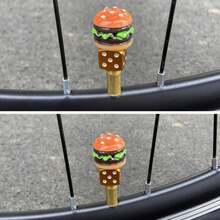 1pc Hamburger Shaped Bicycle Tire Valve Cap Decoration, Bicycle Tire Valve Cap, Cute Food Shaped Valve Protection Cap And Decorative Accessory - Yellow - View 3