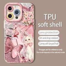 Collage de cisne rosa, gato, mariposa y rosasfunda de teléfono Fundas compatibles con ,Apple,VIVO,OPPO,,, y Honor.Fabricadas en silicona TPU,ofrecen protección contra golpes y caídas. - Blanco - Ver 4