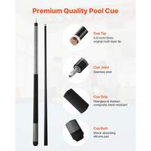 Billardqueue 1 Stk. (1473,2 mm / 595 g) aus Fiberglas mit mehrschichtiger Spitze, Billardstock geeignet für Bar Zuhause Büro Amerikanisches 9-Ball-Spiel, pool cue - American Queue Glasfaser 58 Zoll 13 mm Schwarz 1 Stück - Übersicht 2