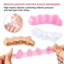 2pcs Toe Separator And Corrector Set, Foot Care Accessories, Popular , Soft & Comfortable Design, Elastic Silicone Material, Ergonomic, Flexible Support, Correct Overlapping Toes, Anti-Friction Protection, Relieve Foot Discomfort, Suitable For Daily Walking And Casual Wear, Unisex Adult - Multicolor - View 2