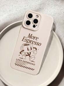 Liquid Silicone Protective Case With Vintage "Large Espresso" Coffee Cup Pattern In Milky White, Compatible With IPhone And Galaxy - 彩色 - 查看 5