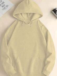 Compatible With Graphic Plus Size, Men's Back Print Hoodie, New Autumn-Winter Collection, Couple Hoodie, Versatile Loose Sweatshirt For Sports And Casual Wear - Casual Sweatshirt, Kangaroo Pocket, Stretch Fabric, Machine Washable - Perfect Choice For Spring And Autumn [Lingmoyun] - 杏色 - 查看 5