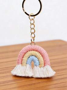 1/3 pièces Porte-clés à gland arc-en-ciel fait main, pendentif de sac couleur macaron, porte-clés unique, pendentif de sac à dos de style artistique minimaliste, cadeau d'anniversaire créatif pour la meilleure amie, accessoires décoratifs mignons multifonctionnels pour les déplacements quotidiens, décoration de sac à dos d'étudiant, organisateur de clés de voiture, cadeau d'amitié, souvenir de vacances, décoration de sac DIY - Multicolore - Voir 4