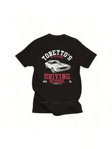 Torettos Driving School T-Shirt From The  Movie, Harajuku Alternative T-Shirts For Men, Oversized Tops, Cotton Crew Neck T-Shirt - 黑色 - 查看 1