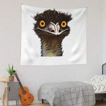 1pc Funny Emu Bird Inspired Tapestry, Quirky Close-Up Emu Portrait Oil Painting Print Wall Hanging, Lightweight Polyester Whimsical Australian Wildlife Aesthetic Tapestry For Bedroom Dorm & Animal Lover Decor, Multi-Size Available - 1PC - Xem 1