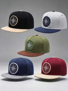 1pc Unisex Fashion Compass Embroidered Hip-Hop Color-Block Baseball Cap , Adjustable , Perfect For Outdoor Activities, Travel, And Running - Compass - View 9
