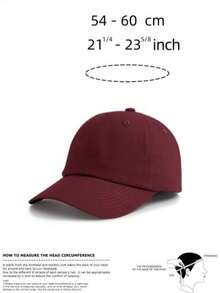 A Simple Casual Solid Color Baseball Cap, Suitable For Men And Women, Adjustable Size At The Back - Burgundy - View 2