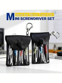 3pcs Or 4pcs Mini Screwdriver Keychain Set With Portable Storage Box And Snap Closure - Head Bits, Handle And Keychain - Suitable For Men's Tool Gifts, Father's Day, Birthday, Party - All-In-One Pocket Tool Kit For Electronics And Home Repair - Multicolor - View 3