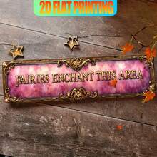 1 pieza Cartel de decoración del hogar con estilo vintage "LAS HADAS ENCANTAN ESTA ÁREA", placa de metal con tema europeo y americano, adecuado para garaje, patio trasero, dormitorio, casa de campo, cafetería, porche y jardín - Duradero, fácil de instalar, para exteriores - Multiusos Jardín Inglés (Estilo aleatorio) - A - Ver 3