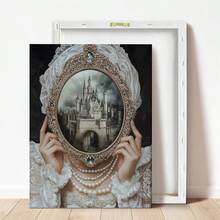 1 pièce Art mural sur canevas encadré Décoration murale Style gothique vintage victorien Dame et château miroir Affiche Dark Academia Convient pour le salon la chambre à coucher et la décoration de maison de style campagne sombre Art mural gothique fantastique mystérieux Cadeau Décoration de maison Décoration victorienne vintage Affiche gothique Décoration de chambre Décoration de salle de bain Décoration d'appartement Décoration de fête Cadeau de fête Décoration d'Halloween Affiche d'Halloween Art d'horreur Affiche gothique - A - Voir 10