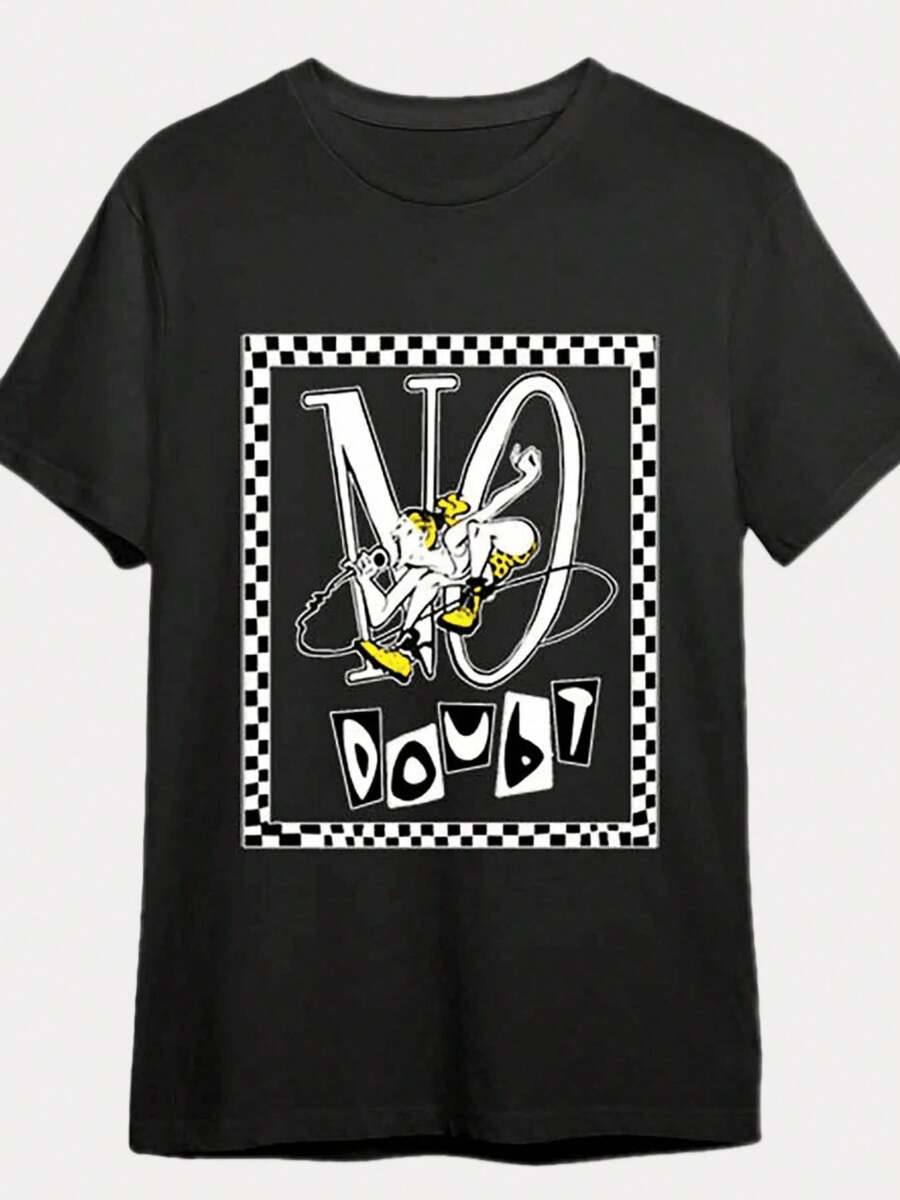 No Doubt Cartoon Art Printed TShirts Retro Sport ShortSleeved Tee And 100% Cotton Spring And Summer Graphic T Shirts Fashion Men's Top A Great Valentine's Day Gift Valentine Outfits For Men Mardi Gras Giftsummer T Shirts Summer Outfit For Women Black Top White Top Going Out Tops Summer Tops Going Out Top T Shirt - Black - View 1