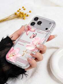 Floral And Butterfly Print Phone Case Compatible With IPhone And Galaxy, Protective Case With Christian Cross And Bible Verse - 多色 9 - 查看 8