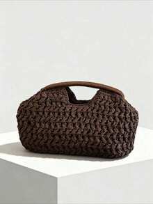 Túi đeo vai bằng sợi raffia dệt thủ công mới năm 2026 với dây đeo có thể kéo dài, túi đeo vai chéo kiểu phong bì dành cho nữ. - Cà phê - Xem 2