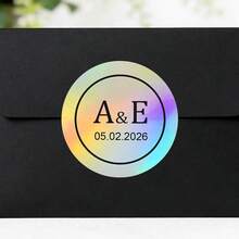 客製化透明標籤貼紙，金色燙金細節，適合婚禮與特別活動，圓形透明背底貼紙，適用於優雅慶典、邀請函與禮品，5*3.5cm - 鐳射圓形3-G4 - 查看 8