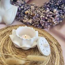 2件套奢华莲花造型蜡烛模具，带盖，采用耐用硅胶材质，是制作独特首饰盒、装饰容器和手工香薰蜡烛的理想之选。是家居装饰、礼品和手工爱好者的绝佳选择。 - 2pcs/Set 附蓋蓮花收納盒模具 - 查看 10