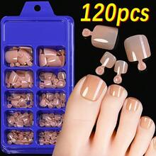 120-Piece French Manicure Set In 9 Colors, Short Square Style, Full Coverage Press-On Nails In Summer Pink And Glossy Brown. - Dusty Pink - View 1