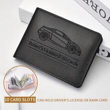 Customized Text LOGO Personalized Vehicle Registration Card Holder - Suitable For Car Insurance, Driver's License And Vehicle Documents Card Case, Auto Accessories, Unisex Personalized PU Leather ID And Driver's License, 10 Card Slots Protective Cover - Multicolor - View 14