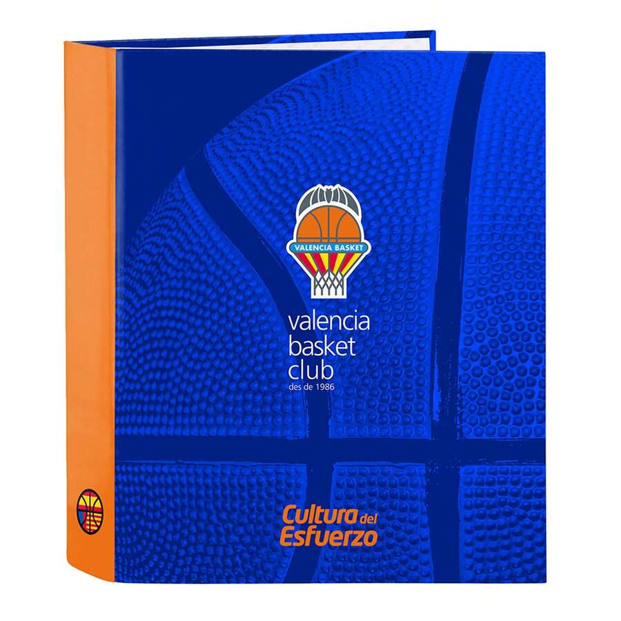 Valencia Basket Club دفتر ملفات ب- 4 حلقات فالنسيا سلة 27 * 33 * 6 سم (5.3 لتر)، ظهر عريض 60 مم، حلقات مستديرة 40 مم، مغطى بغلاف صلب، دفتر مدرسي متين للعودة إلى المدرسة والتنظيم - أربع حلقات - مشاهدة 1