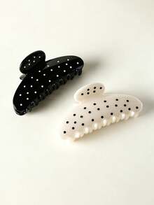 2/1pc Retro Polka Dot Semicircle Hair Clips, All-Scene Women Hair Accessories, Ideal Holiday Gifts For Girls - Multicolor - View 12