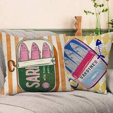 4pcs Retro Sardine Can Pillow Cover, Retro Checkered Fish-Shaped Pillow Cover, Colorful Playful Decorative Pillow Cover For Home Kitchen And Living Room Single Side Without Pillow Core - Multicolor - View 6