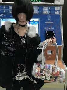 欧美风 YK2 小众设计 INS 风格圆形时尚通勤外出日常购物大容量单肩包 女士 - 彩色 - 查看 5