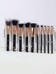 Bộ 10 cọ trang điểm cao cấp bằng sợi tổng hợp, dùng cho mặt, mắt và môi, bao gồm kem nền, phấn phủ, phấn mắt, lông mày, lông mi, kẻ mắt, tán màu, che khuyết điểm, tạo khối và bắt sáng. - Nhiều màu - Xem 2