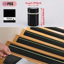 1pc/10pcs Glow-In-The-Dark Anti-Slip Tape | Thickened Frosted Stair Anti-Slip Strip | Size 3.93in X 24in, Black & Green Color (12mm Wide Glow Strip) Anti-Slip Tape, Waterproof Reflective Safety Floor Sticker | Suitable For Bathroom, Pool And Stairs | Halloween, Christmas Safety Decoration Supplies - Anti-slip Fluorescent Floor Stickers - View 12