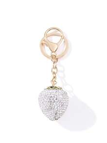 1 pieza colgante de fresa grande con strass, macaron multicolor con strass en forma de fresa, diseño de lujo brillante, accesorio versátil para bolso, regalo pequeño exquisito para mejor amigo - Multicolor - Ver 14