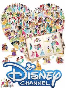 Disney | 102 Miếng Dán Vinyl Hình Công Chúa Dễ Thương Belle, Cinderella, Tiana, Ariel & Jasmine, Hình dán nhân vật hoạt hình cho Laptop, Bình Nước, Sổ Lưu Niệm, Sổ Kế Hoạch & Văn Phòng, Đồ Dùng Cho Tiệc Sinh Nhật, Giáng Sinh - 1 Set - Xem 1