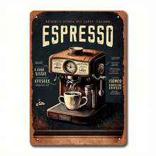 1 buah Hiasan Dinding Cetak Seni Kopi Logam Vintage - 20,32x30,48cm Desain Mesin Espresso Rustic dengan Teks Italia, Tanda Logam Tahan Lama Cocok untuk Dapur, Kafe, Kantor - Hadiah Sempurna untuk Pecinta Kopi, Lubang Pra-Bor Seperti yang Ditunjukkan pada Bagan Ukuran - Beraneka warna - View 1