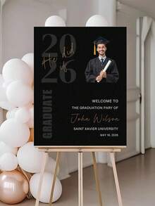 Cartel de Bienvenida de Graduación Personalizado con Foto Personalizada, Nombre, Escuela y Año de Graduación - Cartel de Fiesta de Graduación Personalizado para Graduado 2026, Decoración de Graduación - Multicolor - Ver 8