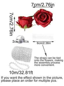 21pcs Rangkaian Bunga Mawar Merah Gantung Bentuk Air Terjun, Mawar Buatan Berhiaskan Manik Kristal, Cocok untuk Hari Valentine, Pesta Pernikahan, Pesta Lajang, Pesta Ulang Tahun, Dekorasi Taman Rumah - Merah - View 3