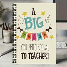 A Spiral Bound Notebook, Graduation Gift Choice, With "A BIG THANK YOU SPECIAL TO TEACHER!" Cover Design And Cute Decorations, 100 Pages/50 Sheets, Suitable For Work, Study, Diary Writing, Daily Planning, And Memo, Quality Choice To Express Gratitude - B - View 5