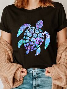Camiseta de mujer para primavera y verano - Negro - Ver 1