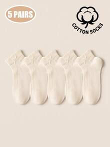 1/5 Pairs Women's Pure Cotton Short Socks, Breathable Mesh Ruffle Trim Socks With Bow Detail, Cute Ruffle Low-Cut Socks, Suitable For Summer Daily Wear - Multicolor - View 15