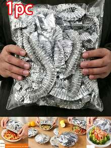 100pcs Aluminum Foil Insulated Covers, Reusable Food Packaging For Kitchen And Dining Table, Picnic, Camping And Home Use, Camping Food Warmers, Covers, Reusable Food Storage Covers, Fresh-Keeping Film Refrigerator Organizer Boxes - Multicolor - View 13