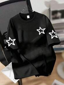 1 Urban Hip-Hop Style Short-Sleeved T-Shirt For Kids, Featuring A "NEVER STOP" Graffiti Print, Essential For Everyday School Wear. - 黑色 - 查看 2