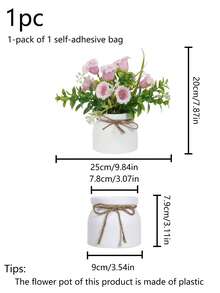 1pc 7.8inch(H) Artificial Flower Pot Home Living Room Bedroom Bathroom Dining Room Tabletop Decor Wedding Party Scene Decoration - Multicolor - View 6